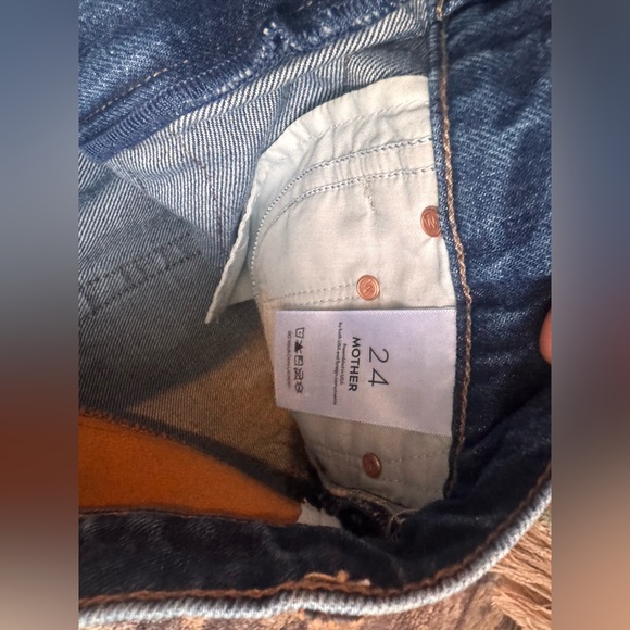 MOTHER the Saloon Heel Blue and Brown Wide Leg Jeans - Picture 6 of 10